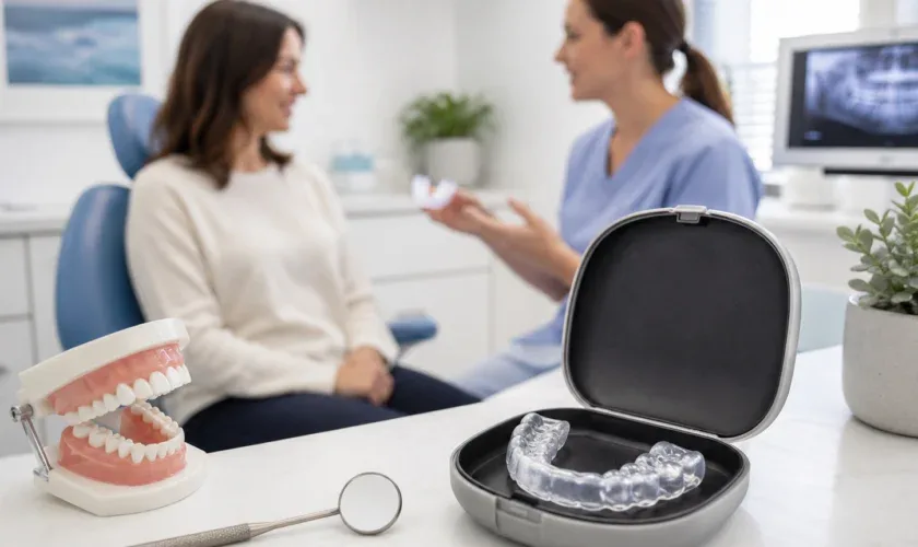 Custom mouth guard used to treat teeth clenching and jaw pain